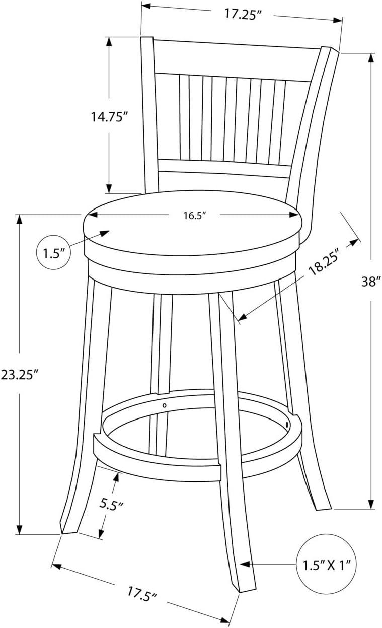 Monarch Specialties Bar Stool Set Of 2 Swivel Counter Height Kitchen Wood Pu Leather Look White Grey Transitional