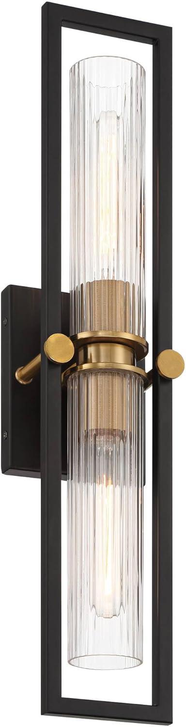 Stiffel Ramos 24" High Black and Brass 2-Light Wall Sconce