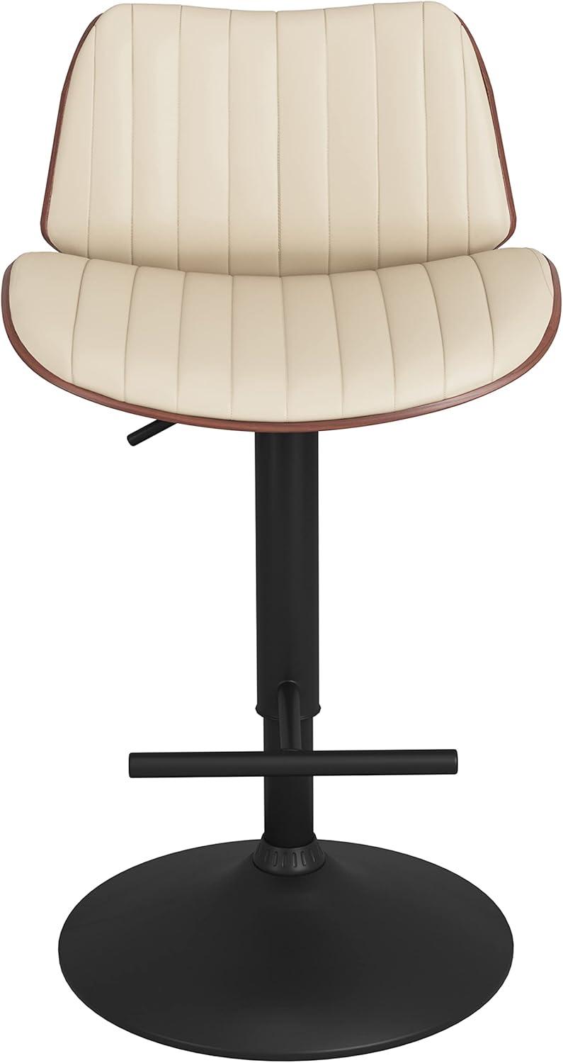 Simpli Home Goulding Adjustable Swivel Upholstered Mid-Century Modern Bar Stool with Hydraulic Lift and Footrest