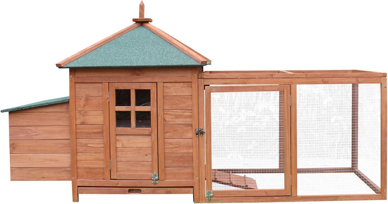 Hanover Outdoor Wooden Bird Cage with 3 Resting Bars, Ladder, Waterproof Roof and Removable Tray, 2.9 Ft. x 2.1 Ft. x 5.8 Ft.