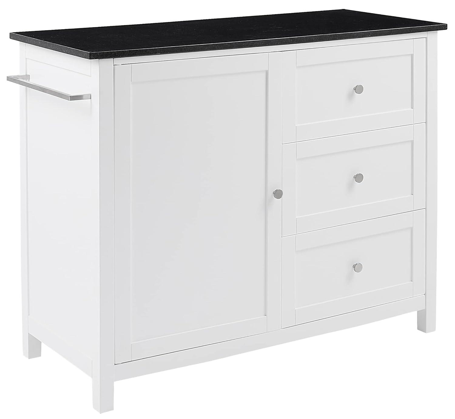 Crosley Soren Granite Top Kitchen Island/Cart Black/White: Traditional Style with Caster Wheels, Storage & Assembly Tools Provided