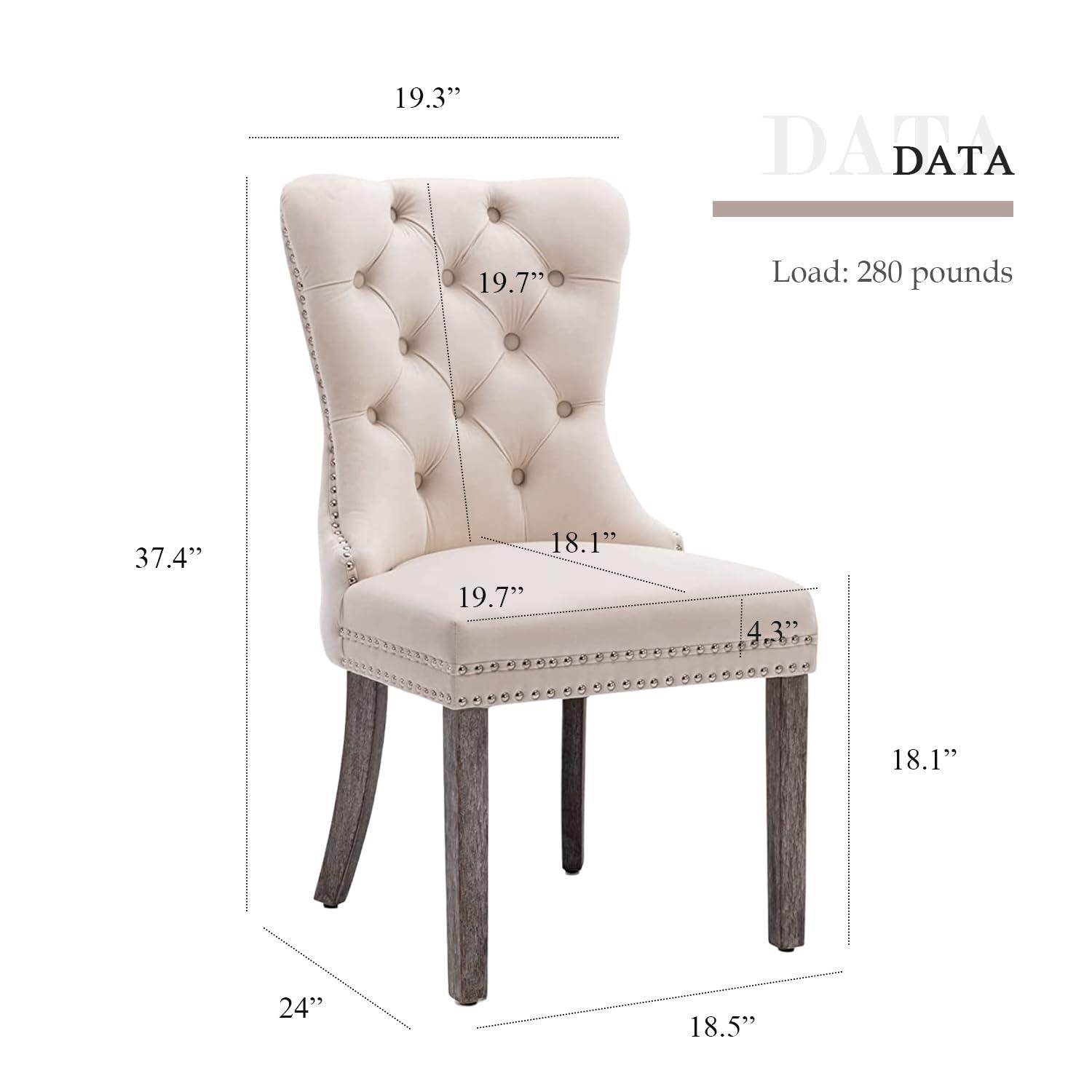 Velvet Upholstered Wing Back Dining Chair (Set of 6)