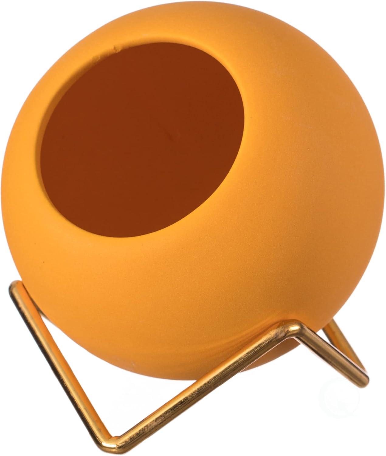 Fabulaxe Small Modern Ceramic Flower Vase for Living Room, Home Office Table, Dining Room and Entryway, Yellow
