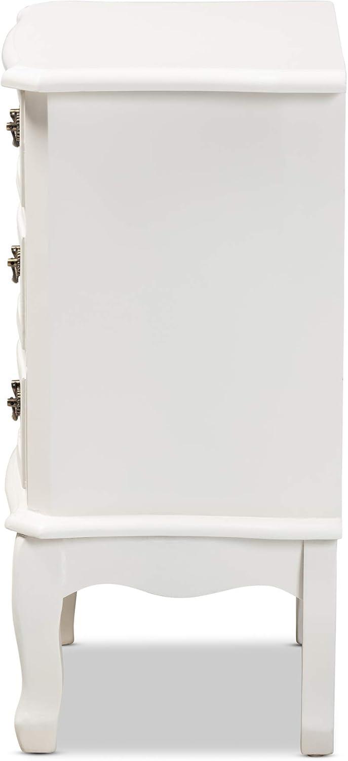 Capucine Two-Tone Natural Whitewashed Oak Finished Wood 3 Drawer Nightstand White - Baxton Studio: Modern Style, Includes Anti-Tip Hardware