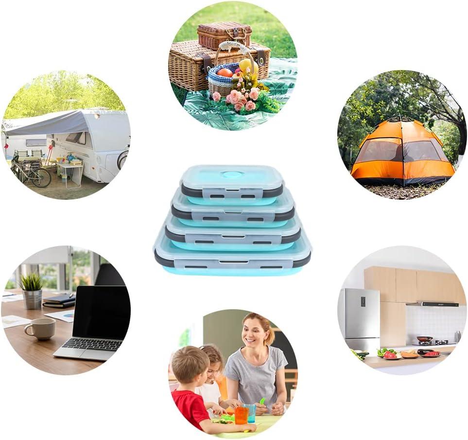Chicmine Freezer Safe Collapsible Containers Collapsible Food Storage Containers 4pcs Collapsible Food Storage Container Set with Lids Silicone for Outdoor