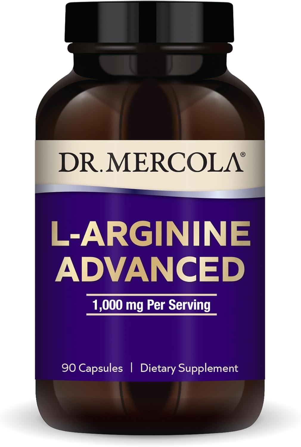 Dr. Mercola L-Arginine Advanced, 30 Servings (90 Capsules), 1,000 mg Per Serving, Dietary Supplement, Supports Energy Production, Non-GMO