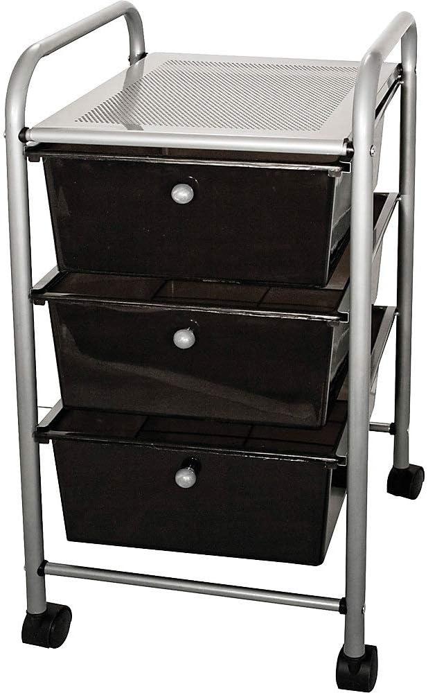 Advantus 3-Drawer Organizer 3 Drawer - 4 Casters - Metal - x 15.5" Width x 13" Depth x 27" Height - Smoke - 1 Each