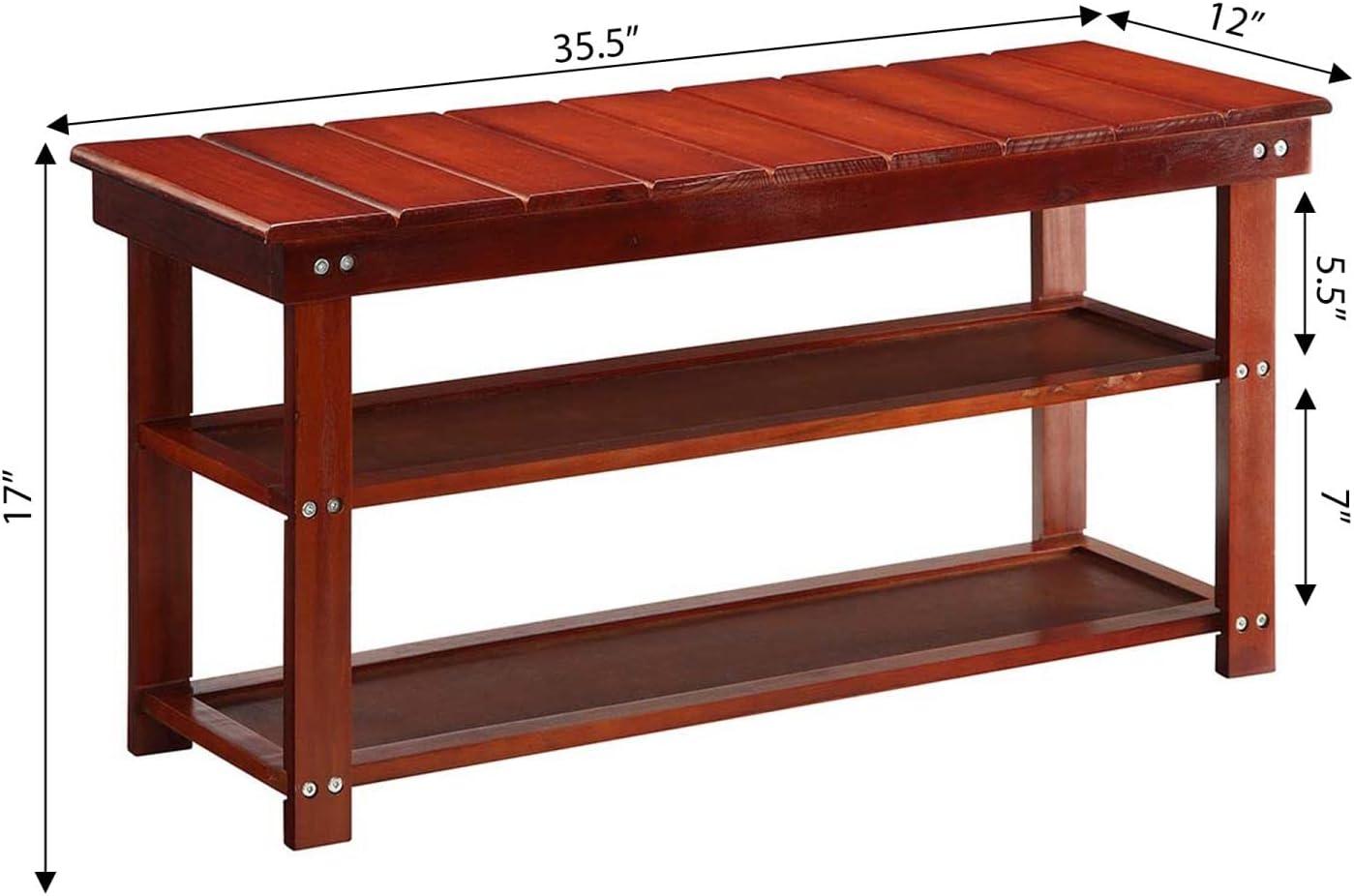 Cherry Oxford Contemporary Utility Bench with Storage