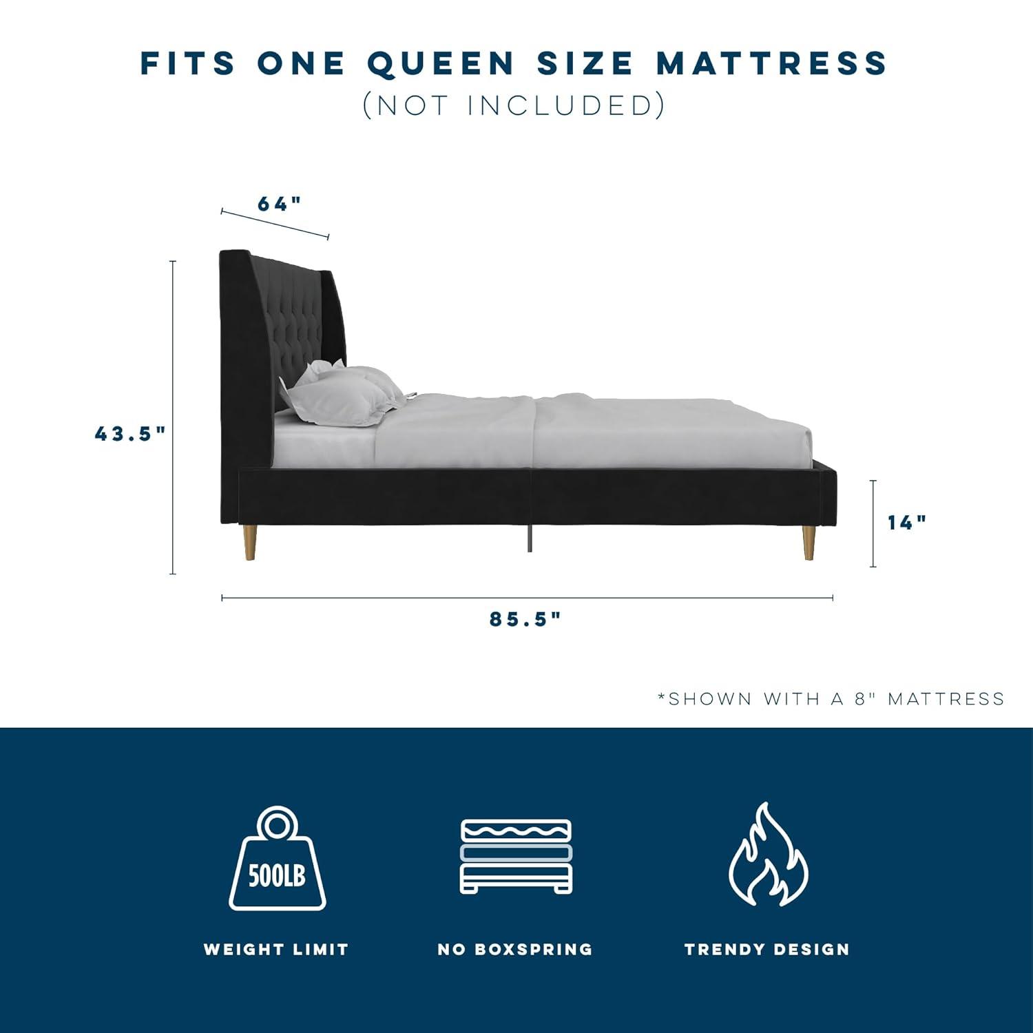 Her Majesty Upholstered Wingback Bed