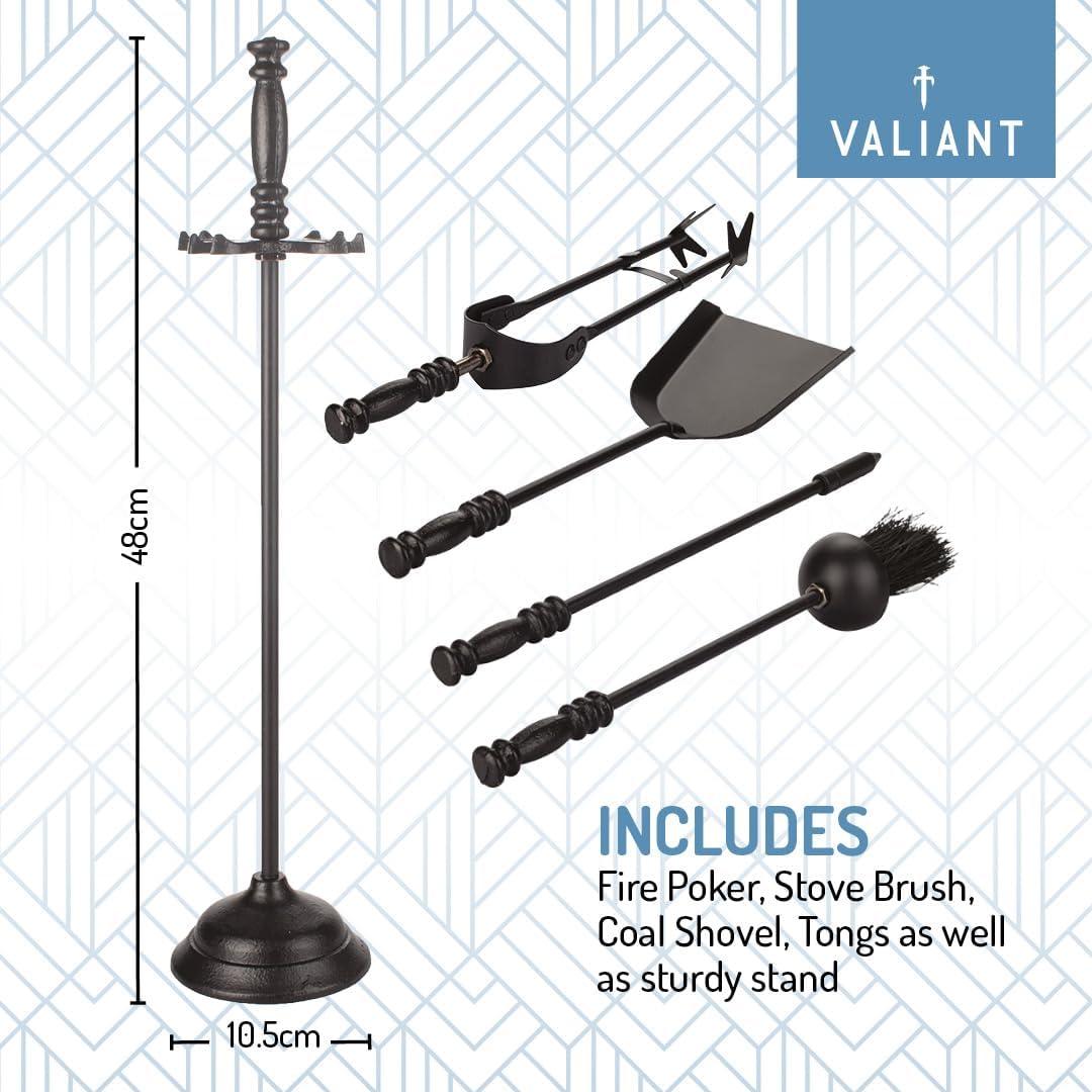 Valiant Black Iron 5-Piece Fireside Companion Set