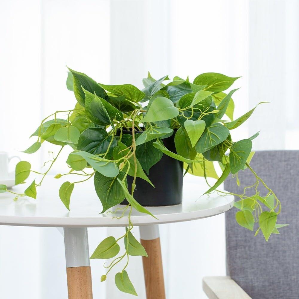 Forever Leaf Artificial Ivy Foliage Plant in Black Ceramic Pot, Indoor Artificial Plant for Home Decor