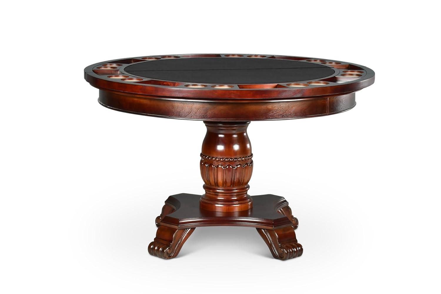 Tournament Black Top Poker Game Table in Cherry Finish