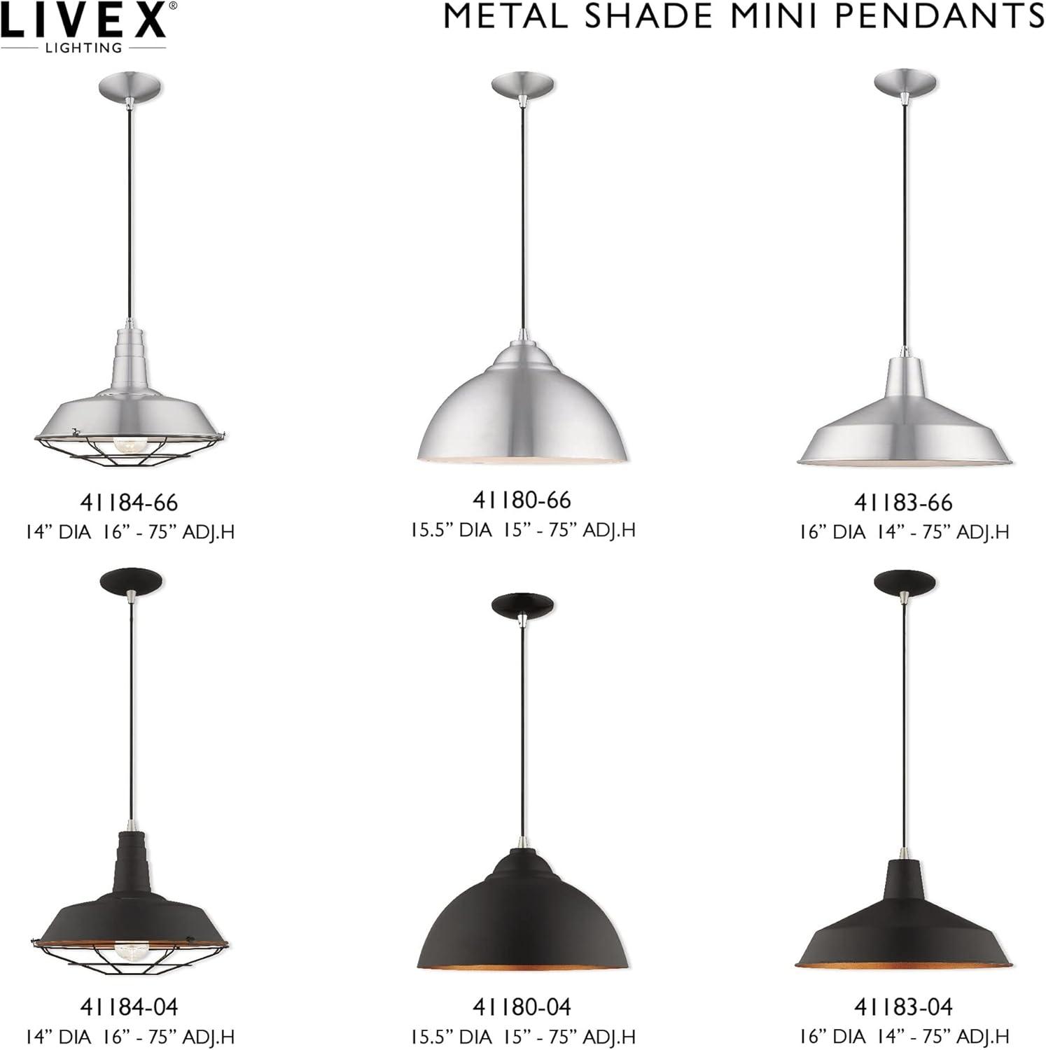 Livex Lighting Metal Shade 1 - Light Chandelier in  Black