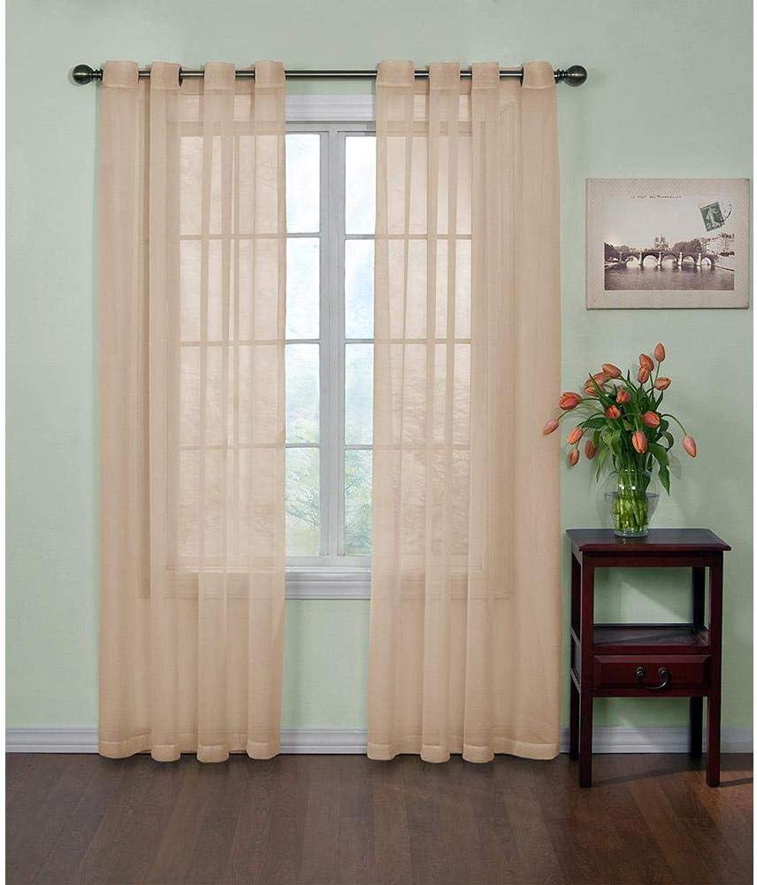 Arm & Hammer Curtain Fresh Odor-Neutralizing Sheer Voile Grommet Single Curtain Panel, Beige, 59 x 84