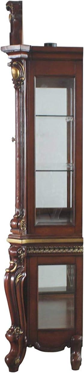 Cherry Oak Lighted Glass Curio Cabinet with Shelves