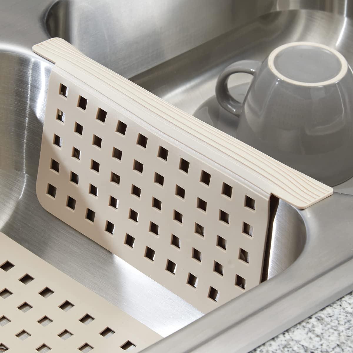 Taupe Plastic Sink Divider Mat with Grid Design