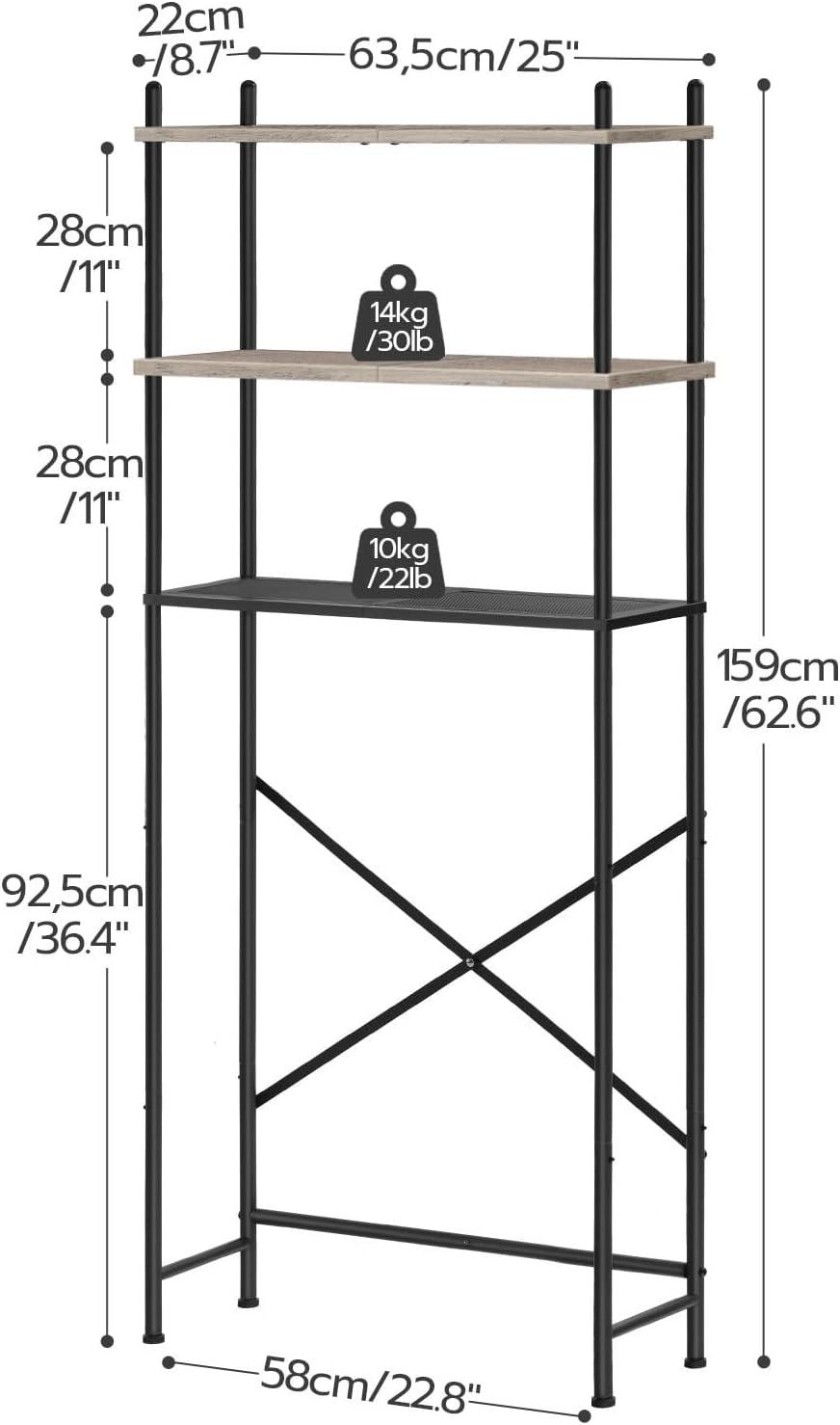 Black and Greige 3-Tier Over-the-Toilet Storage Organizer