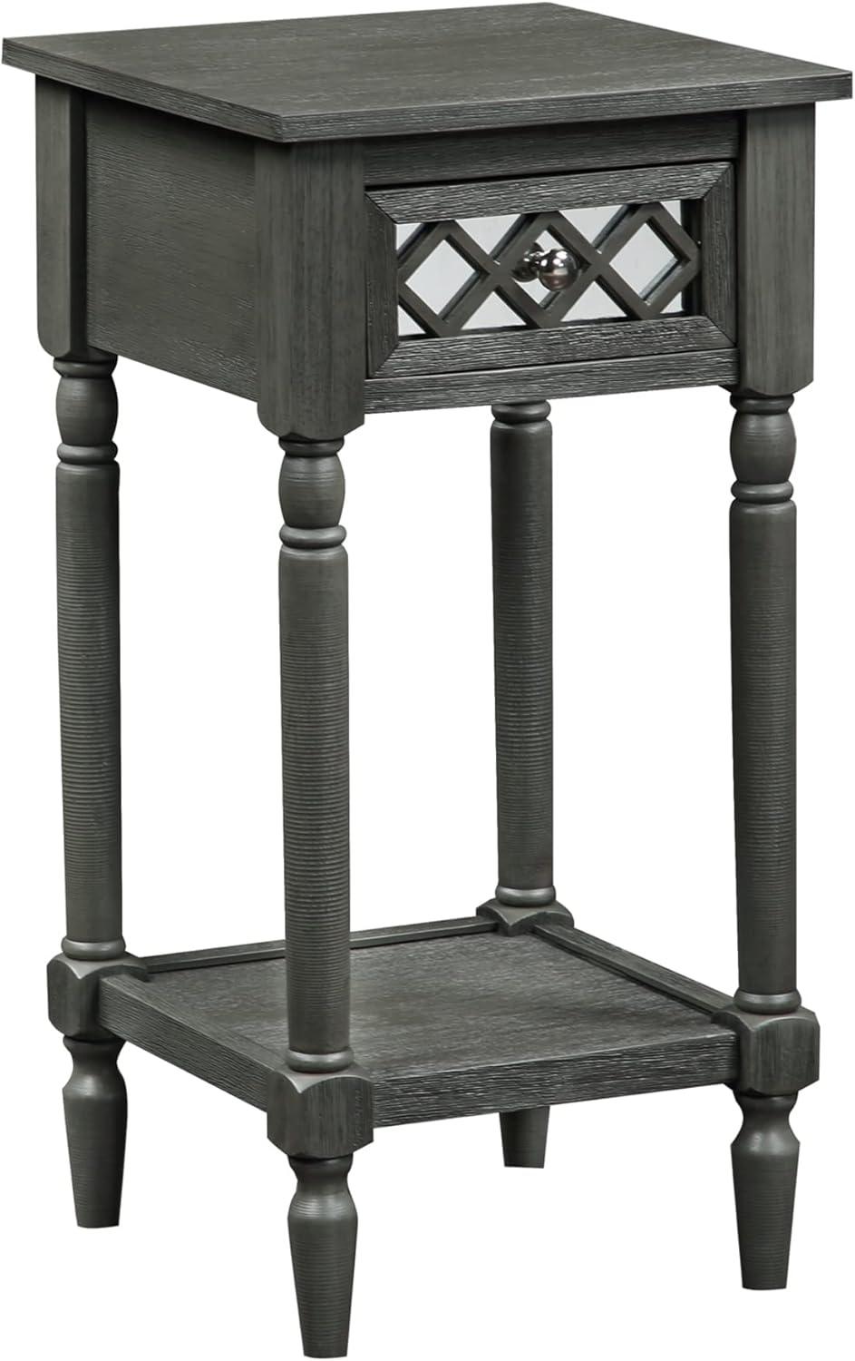 Wirebrush Dark Gray Pine Wood Accent Table with Storage