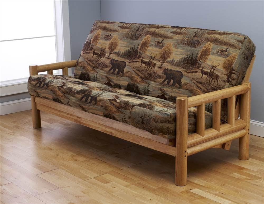 Kodiak Furniture Lodge Full Futon with Canadian Print Mattress in Natural/Tan