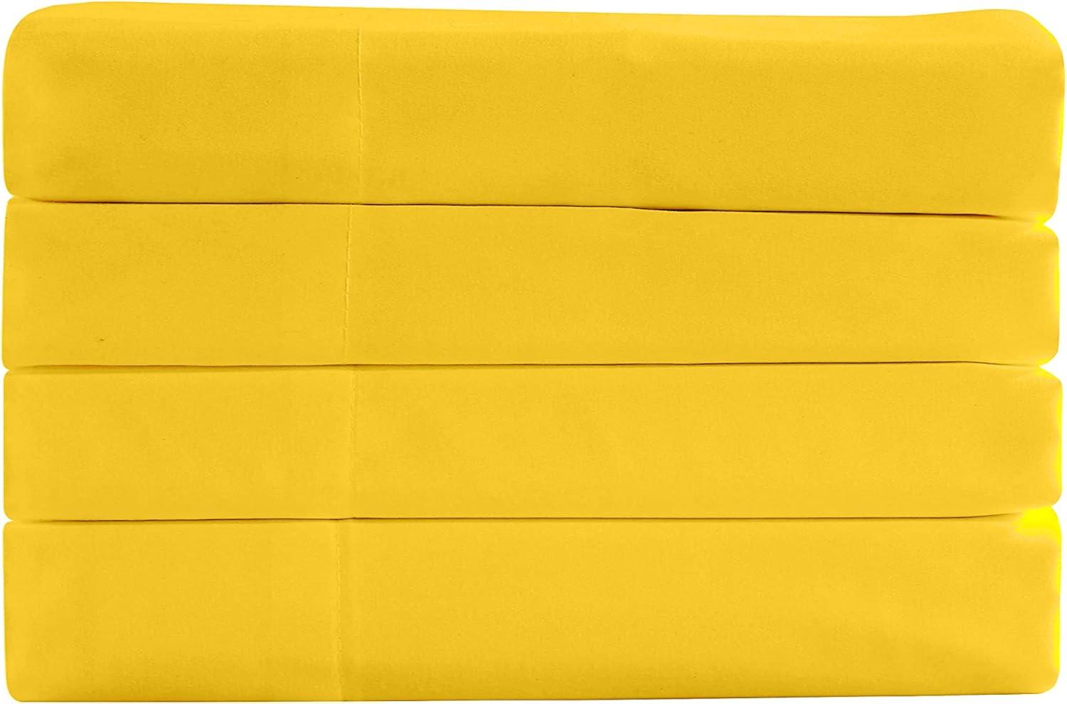 Queen Yellow Polyester Microfiber 4-Piece Sheet Set