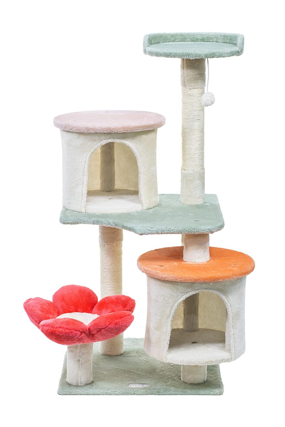 Tucker Murphy Pet™ 42.7In Flower Cat Tree Tower Condo Furniture Apartment Plush Habitat Kitten Amusement Platform With Scratch Posts Toy Ball Pet House Play (Medium 42.7" H)