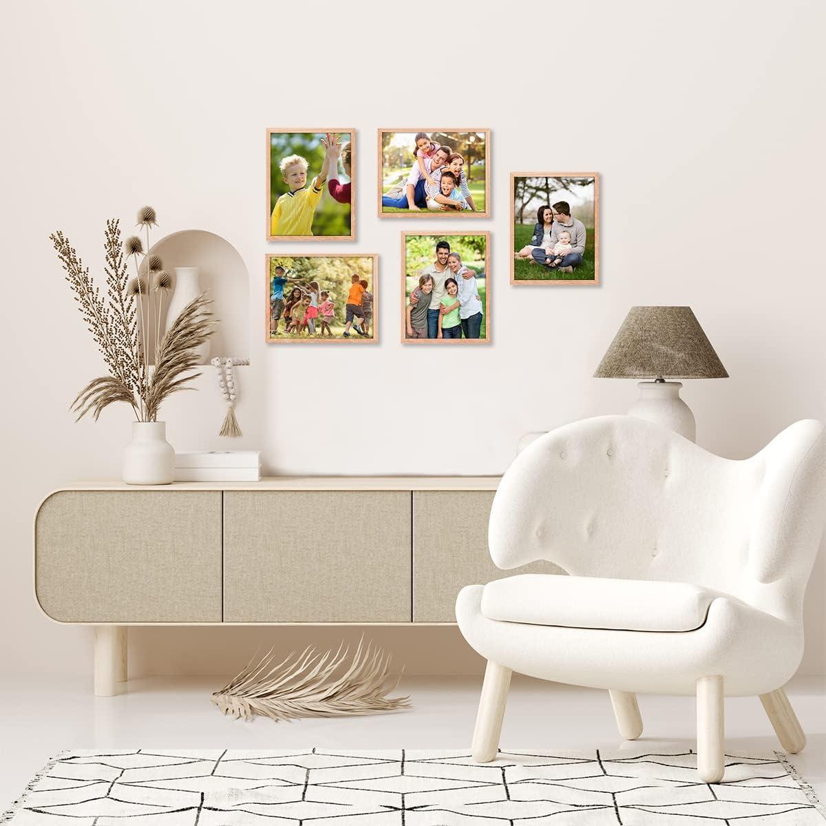 ATOBART 8x10 Set of 2 Oak Wood Picture Frame Solid Wooden Photo Frame Natural Wood Color Frames with Real Glass for Wall Mounting or Tabletop Living Room Bedroom Home Decor