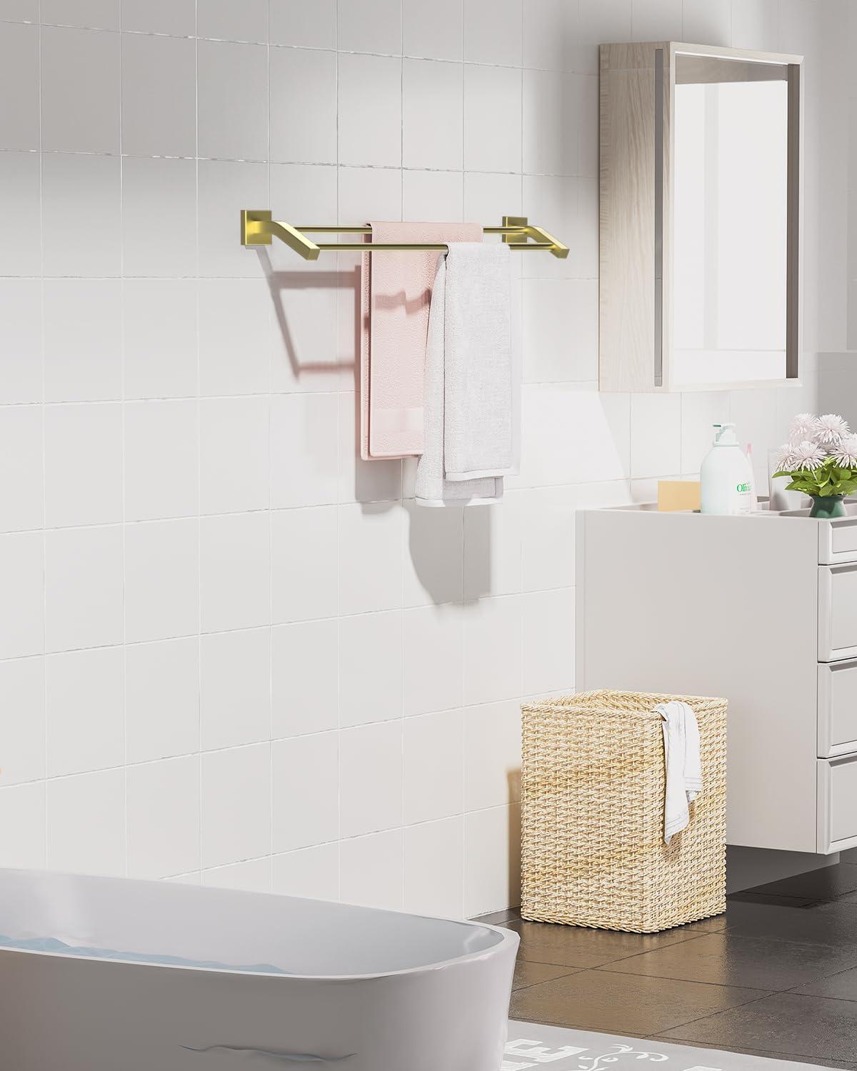 Alise Bath Double Towel Bars Towel Racks for Bathroom,Wall Mount Towel Holder Heavy Duty SUS304 Stainless Steel Towel Hanger Rail,GK9800-G Gold Finish 32-Inch