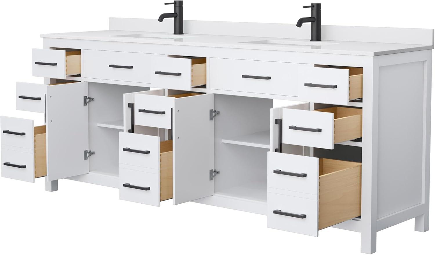 Wyndham Collection Beckett 84" Freestanding Double Bathroom Vanity with Cultured Marble Top