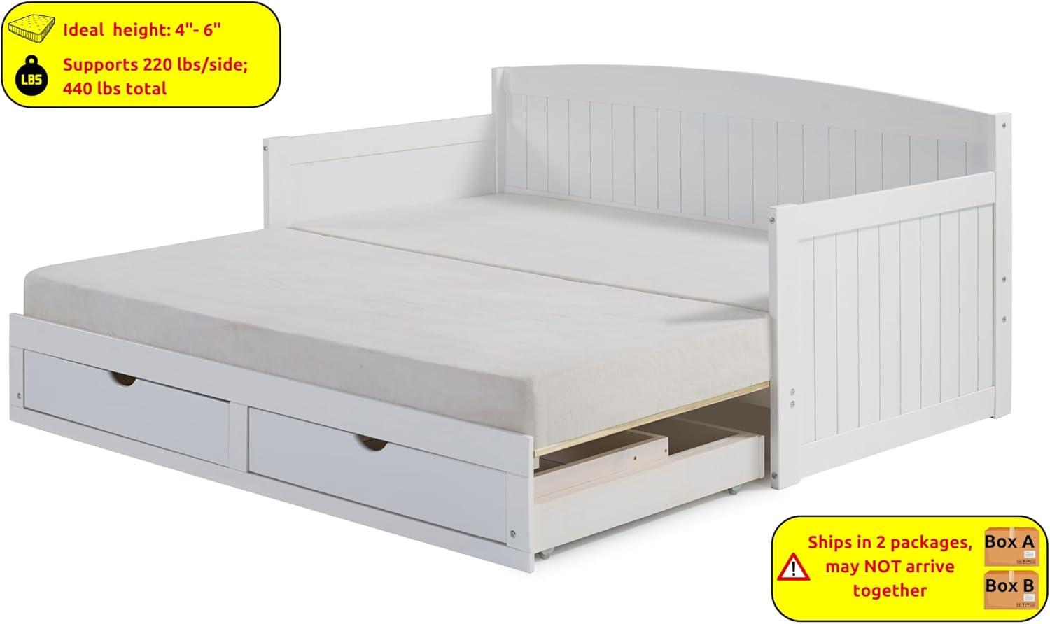 King Harmony Kids' Daybed with Conversion White - Alaterre Furniture