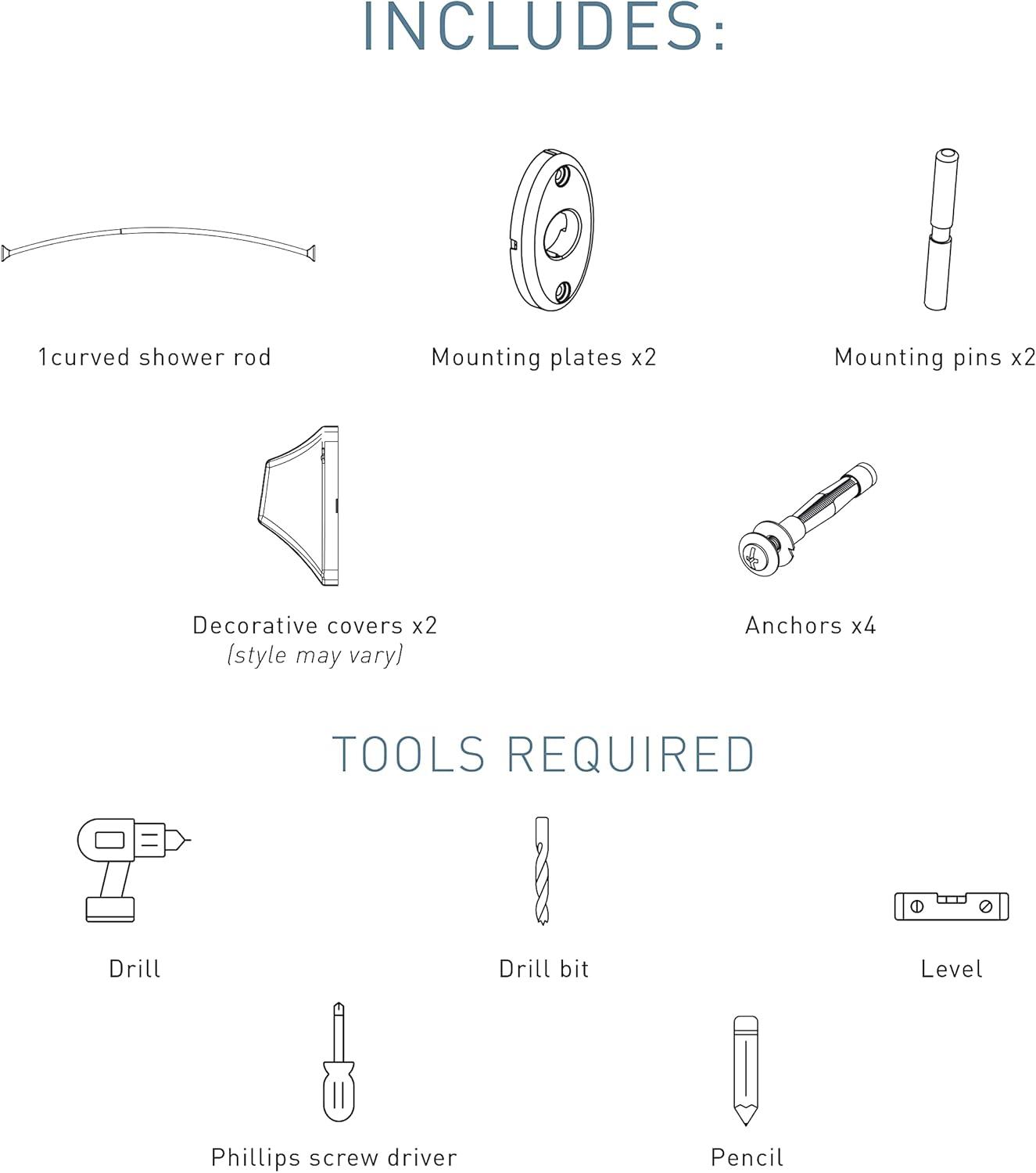 TRIVA Curved Fixed Shower Curtain Rod