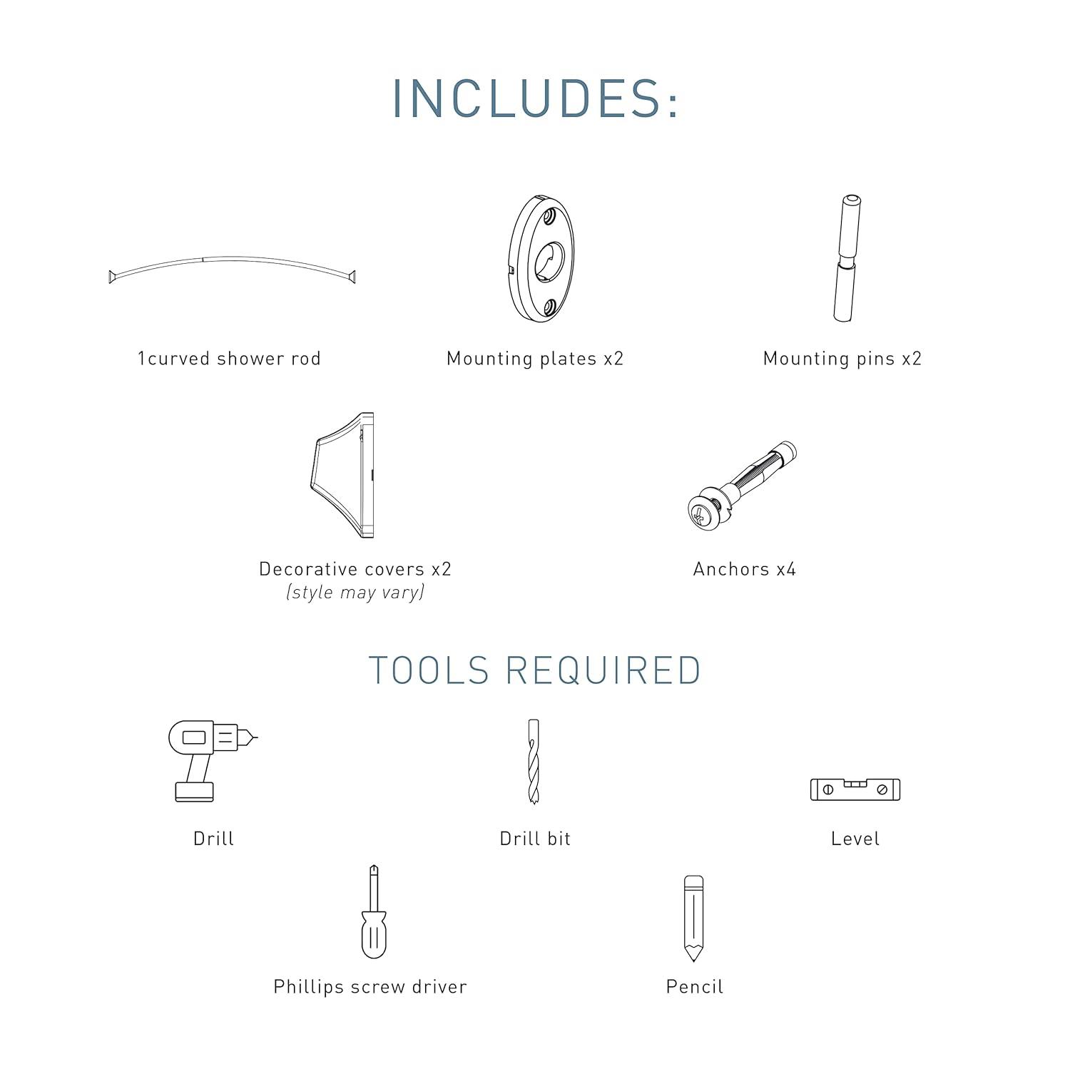 TRIVA Curved Fixed Shower Curtain Rod