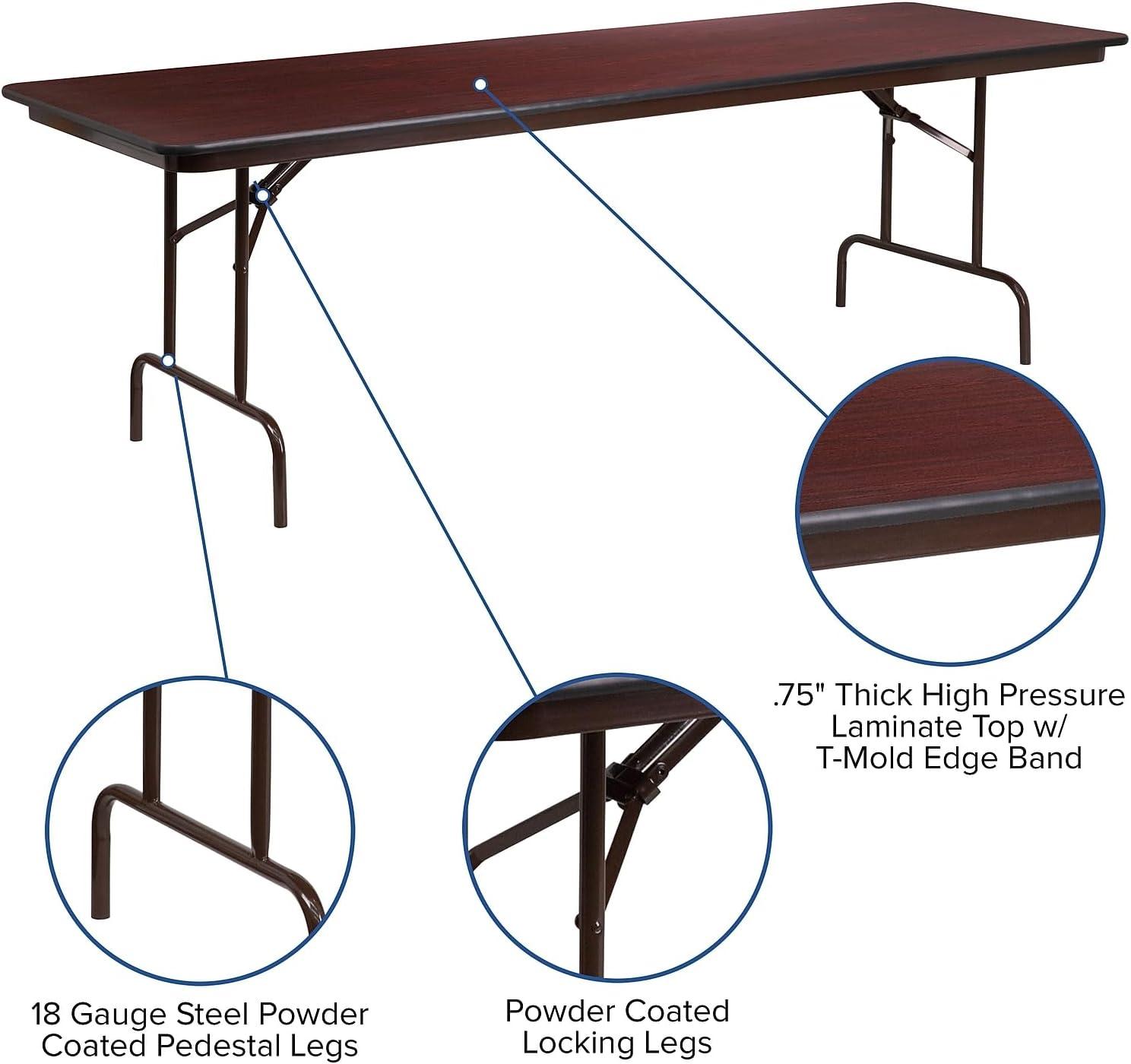 Flash Furniture Wofford 24" x 48" Rectangular High Pressure Mahogany Laminate Folding Banquet Table