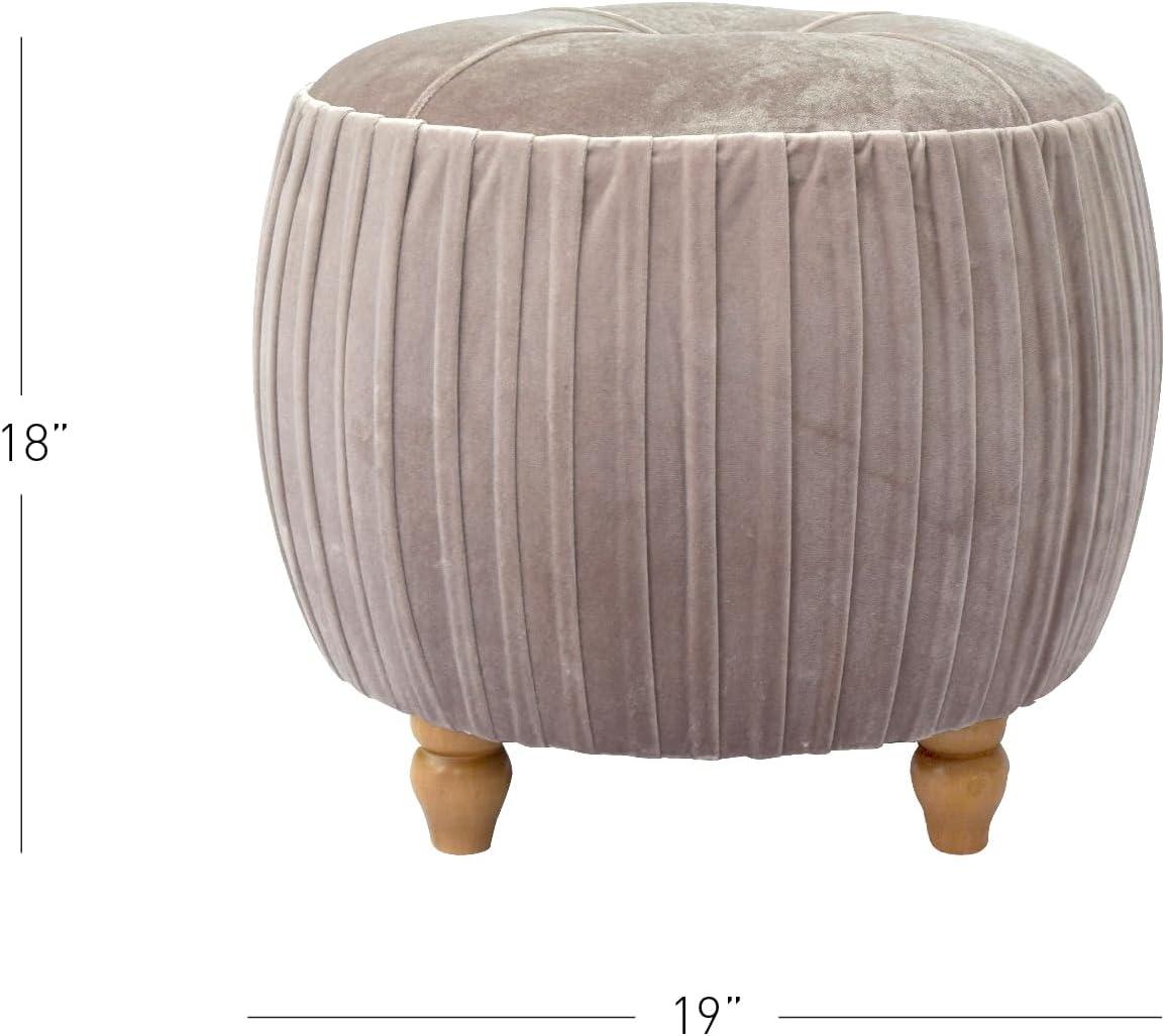 Helena Velvet Small Round Ottoman Beige N/A