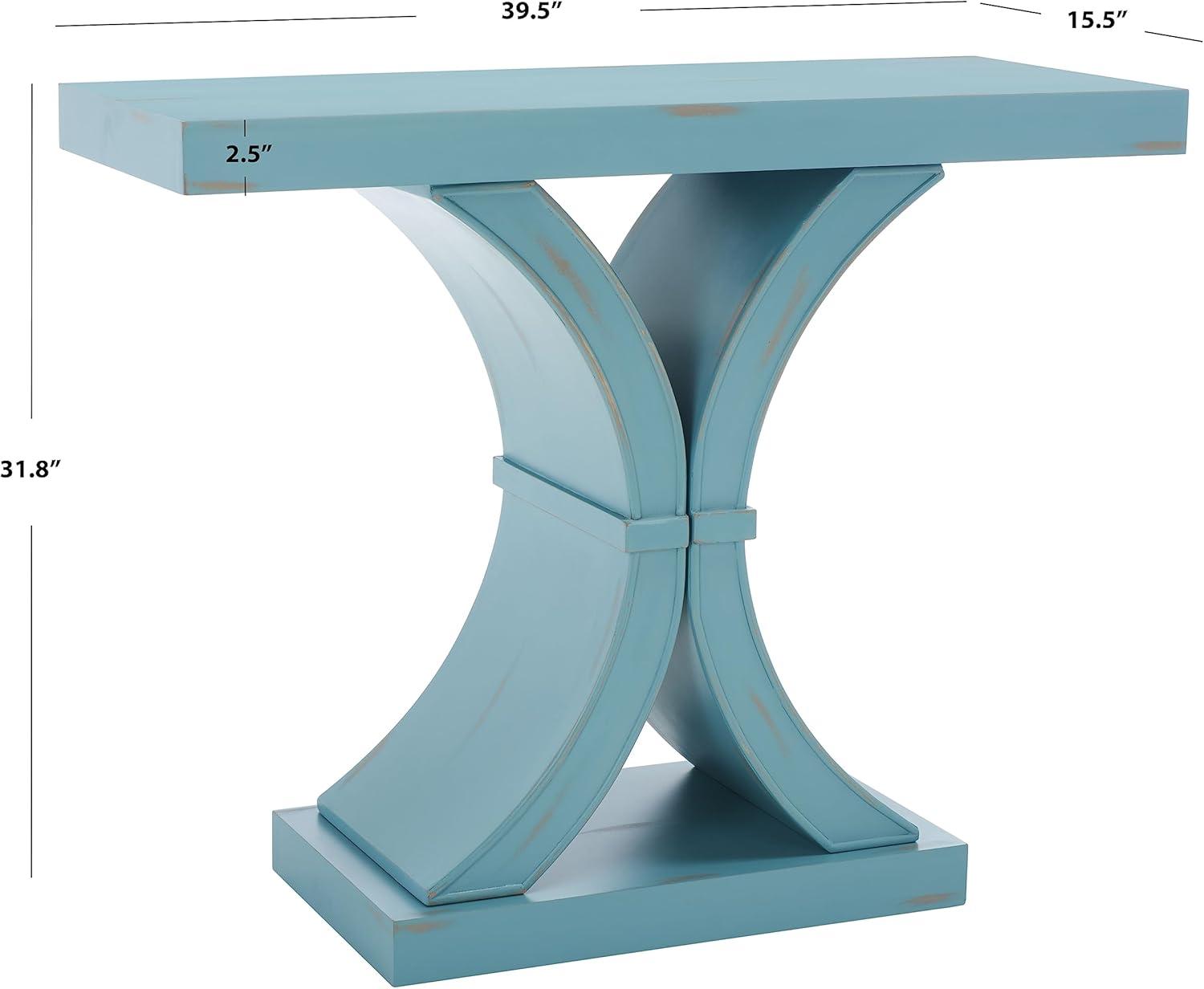 SAFAVIEH Dryden Modern Style Blue Wood Console Table (39.5 in. W x 15.5 in. D x 31.8 in. H)