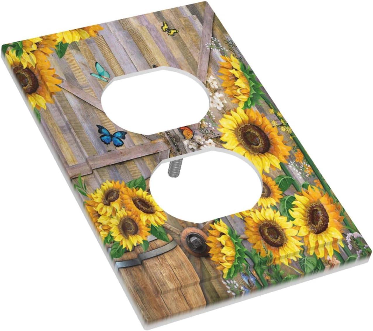 ZICANCN Outlet Covers Wall Plate, Sunflowers Nature Beige Background Light Switch Cover Decorative, Duplex Toggle Combo 1-Gang