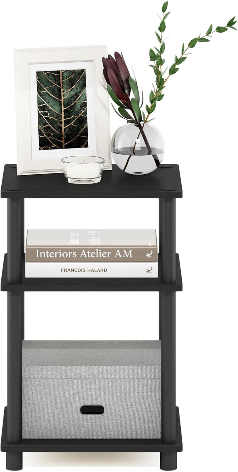 11087AM-BK 11087 Just 3-Tier No Tools Tube End Table, Americano & Black - 13.4 x 11.5 x 22.8 in.