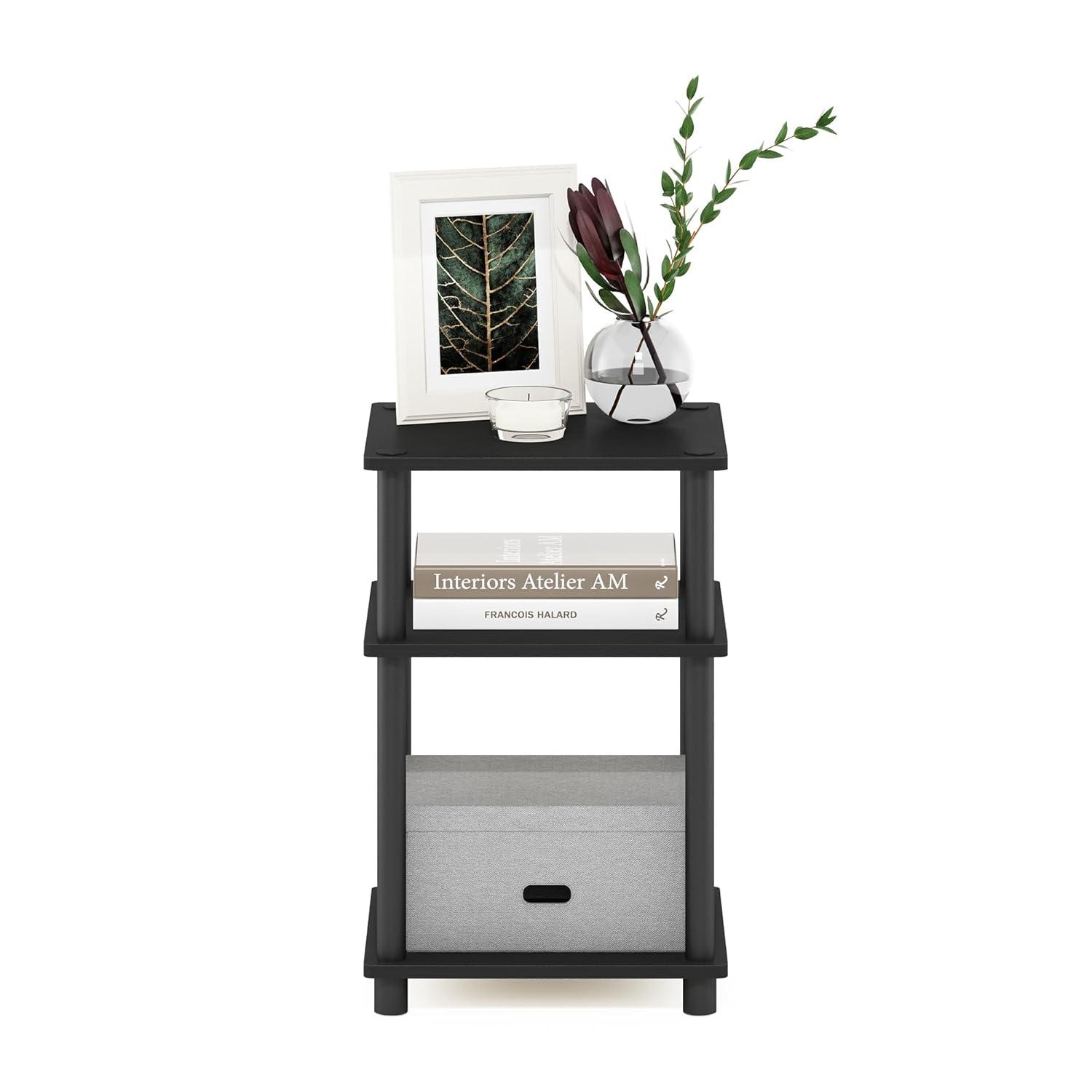 11087AM-BK 11087 Just 3-Tier No Tools Tube End Table, Americano & Black - 13.4 x 11.5 x 22.8 in.