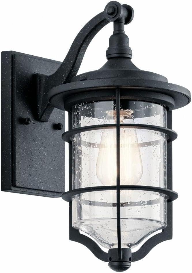 Royal Marine 13.25" 1 Light Outdoor Wall Light with Clear Seeded Glass in Distressed Black