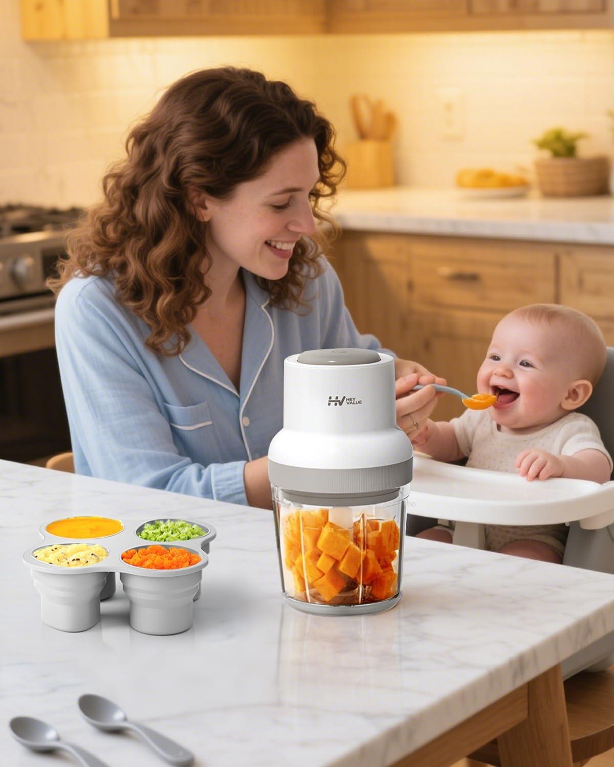 HEYVALUE Gray 13-in-1 Baby Food Processor Set with Stainless Steel Blades