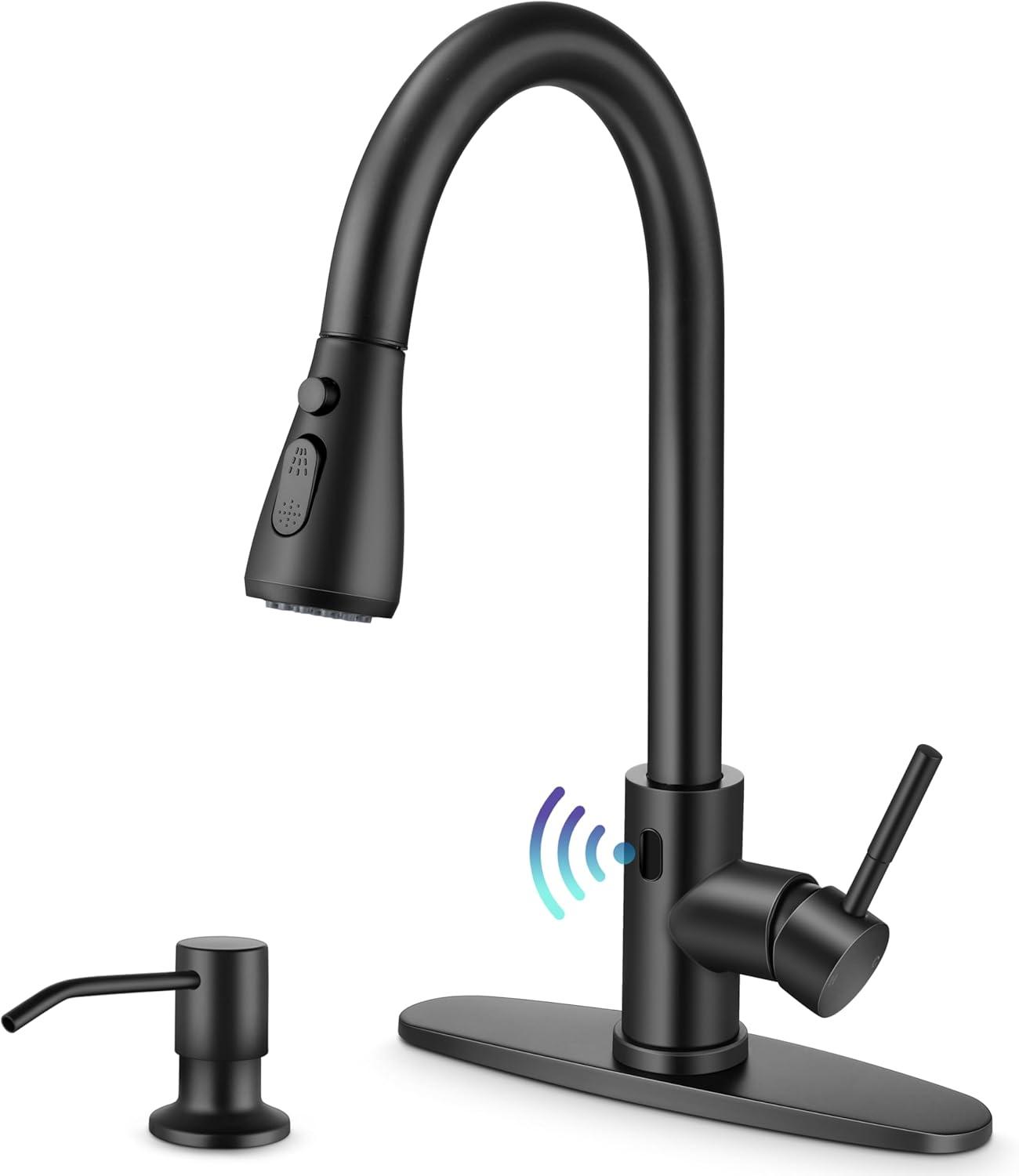 ARCORA Stainless SteelSingle Handle Pull-Down Sprayer Kitchen Faucet Set with Touchless Sensor