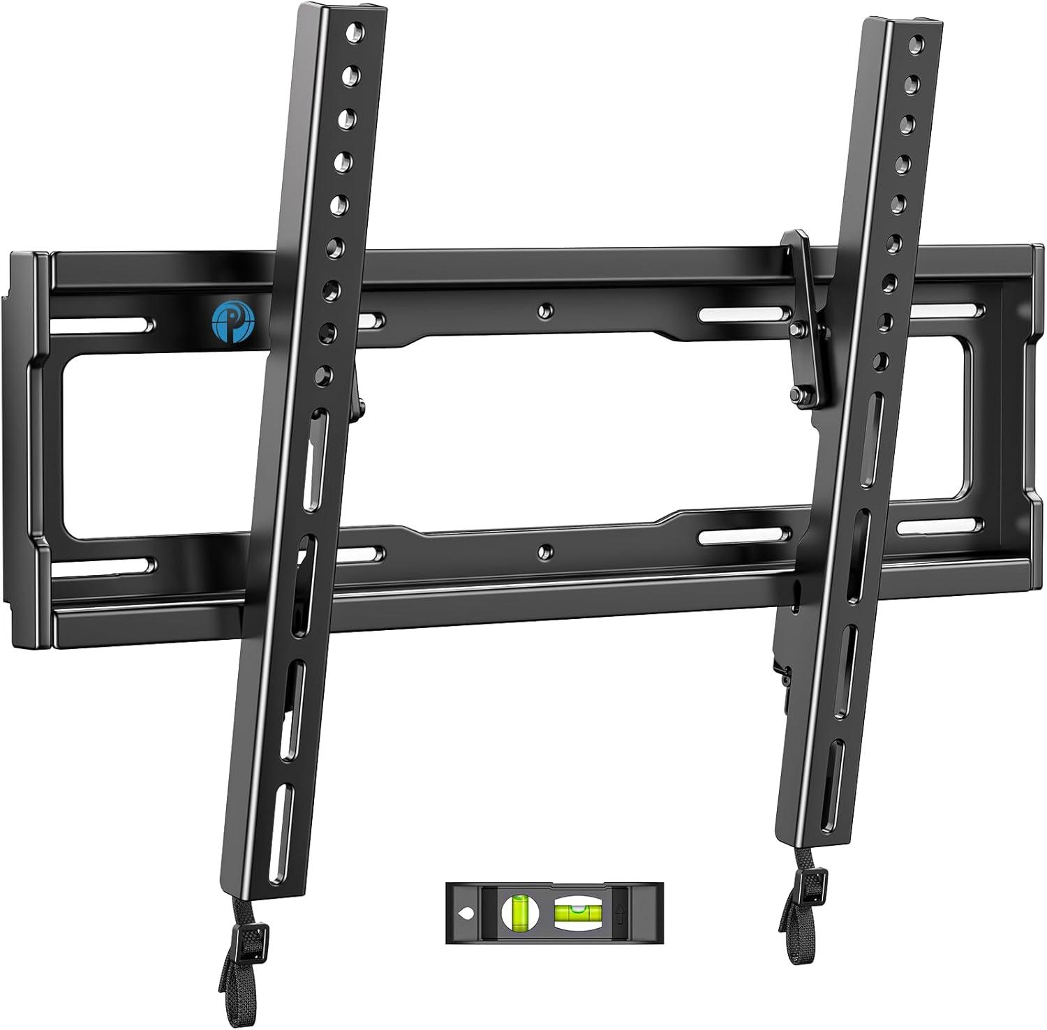 Tilt TV Wall Mount Bracket Low Profile for Most 23-55 Inch LED LCD OLED Plasma Flat Curved Screen TVs, 8 Degrees Tilting for Anti-Glaring, Max VESA 400x400mm and Holds up to 99lbs