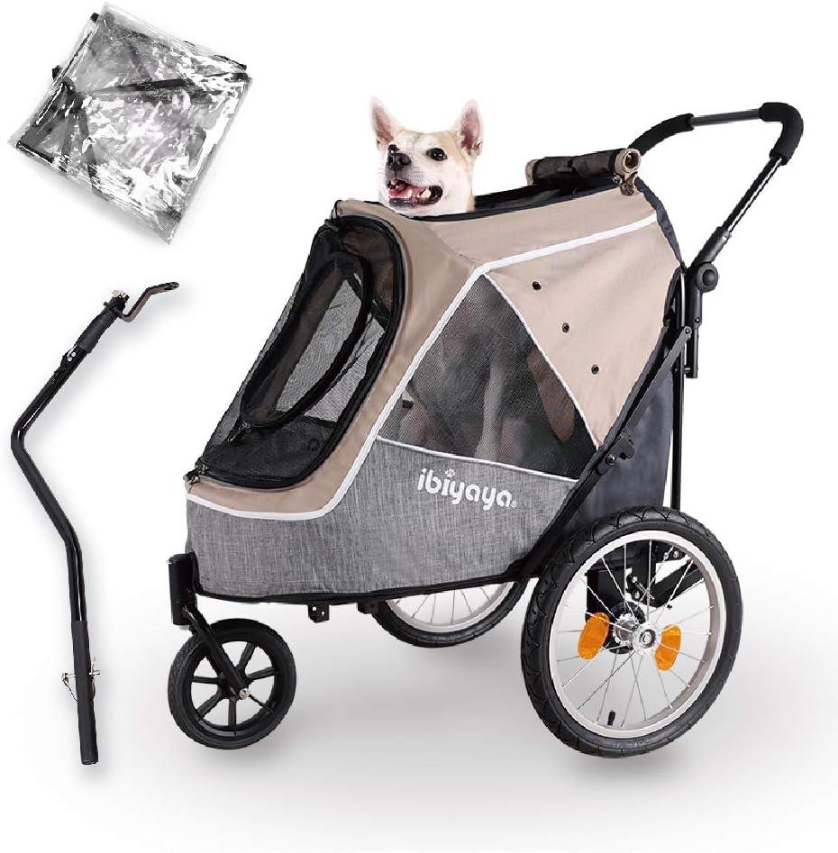 Latte Foldable 3-Wheel Medium Pet Stroller and Trailer Combo