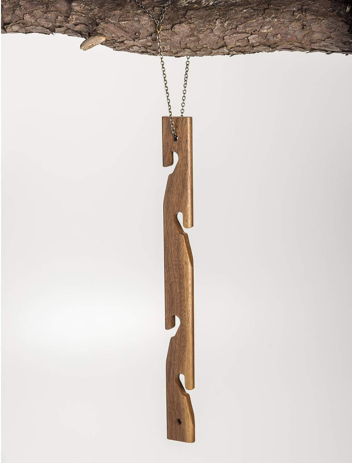 Kalmar Home Solid Acacia wood 4 Pot Hanging Plant Holder with chain