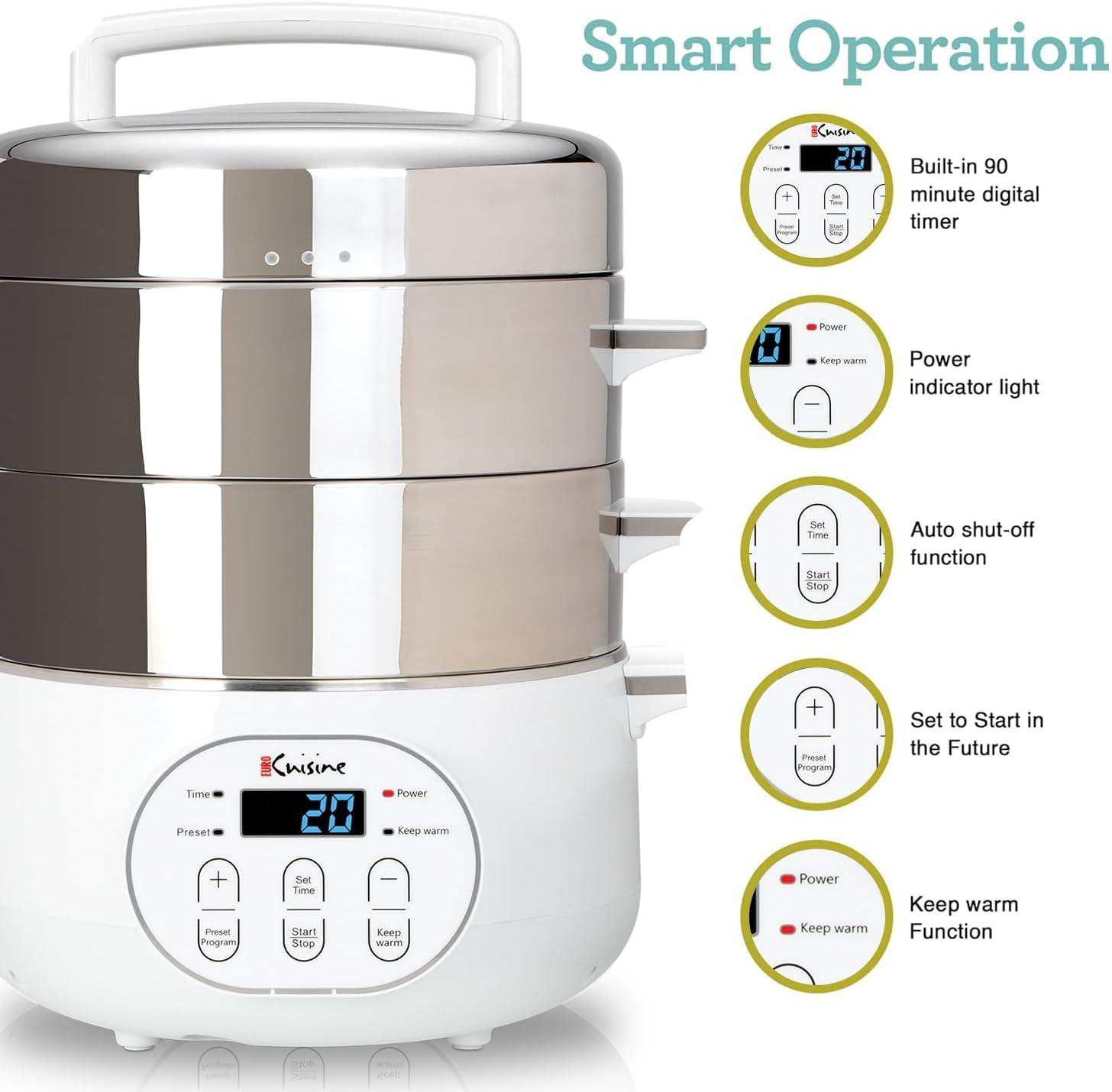Stainless Steel 8.5 Qt Electric Food Steamer with LCD Display