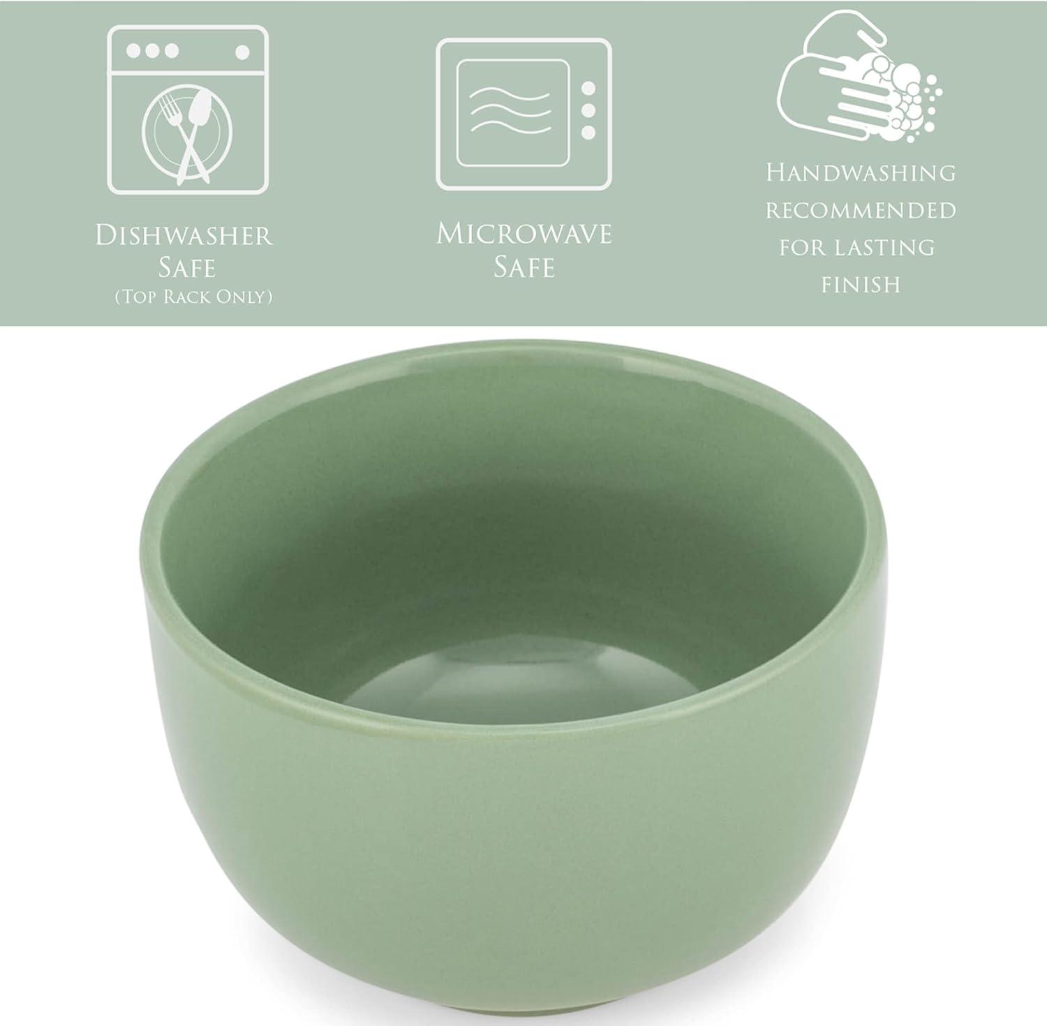 Elanze Designs Bistro Glossy Ceramic 4 inch Dessert Bowls Set of 4, Sage Green