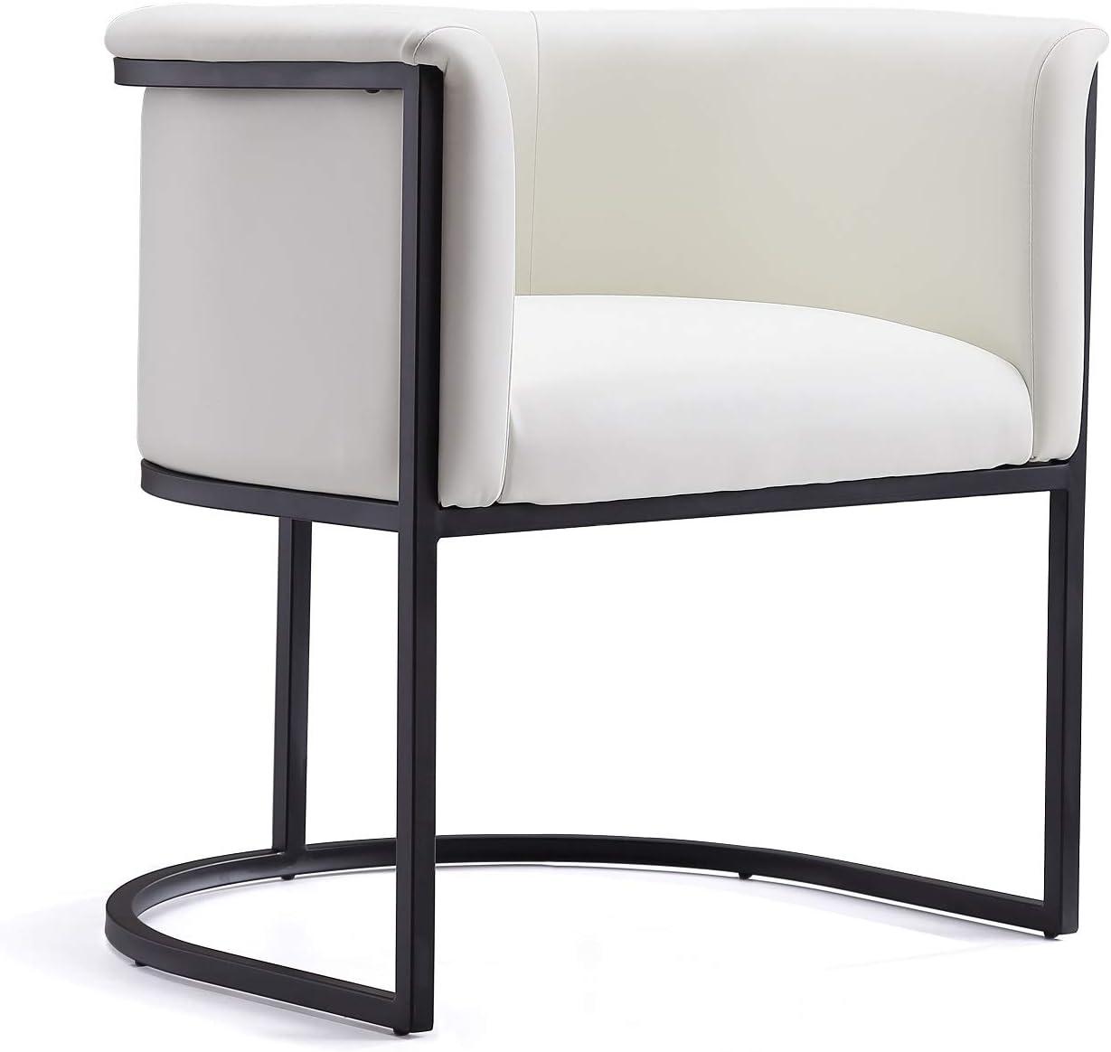 Manhattan Comfort Cosmopolitan Faux Leather Dining Chair White: Art-Deco, Metal Frame, No Assembly Required