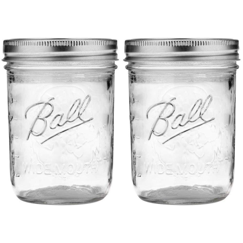 Wide Mouth Mason Jars 16 oz - (2 Pack)