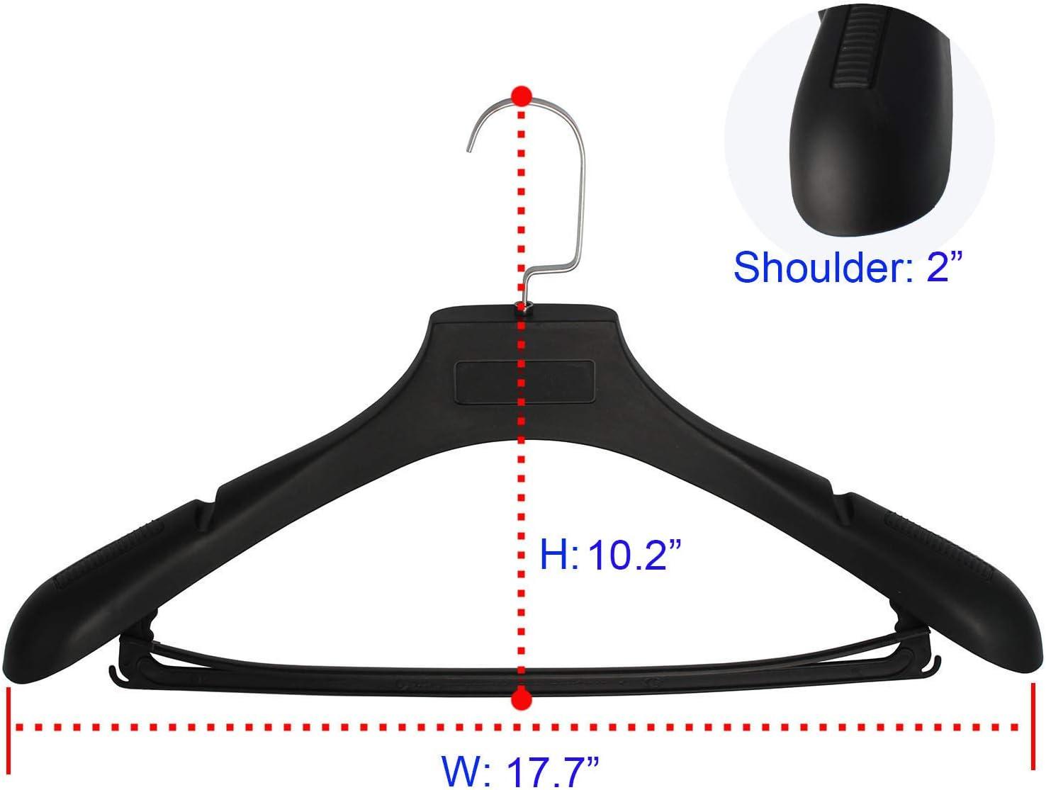 Black Extra Wide Plastic Suit Hangers with Swivel Hooks, Pack of 15