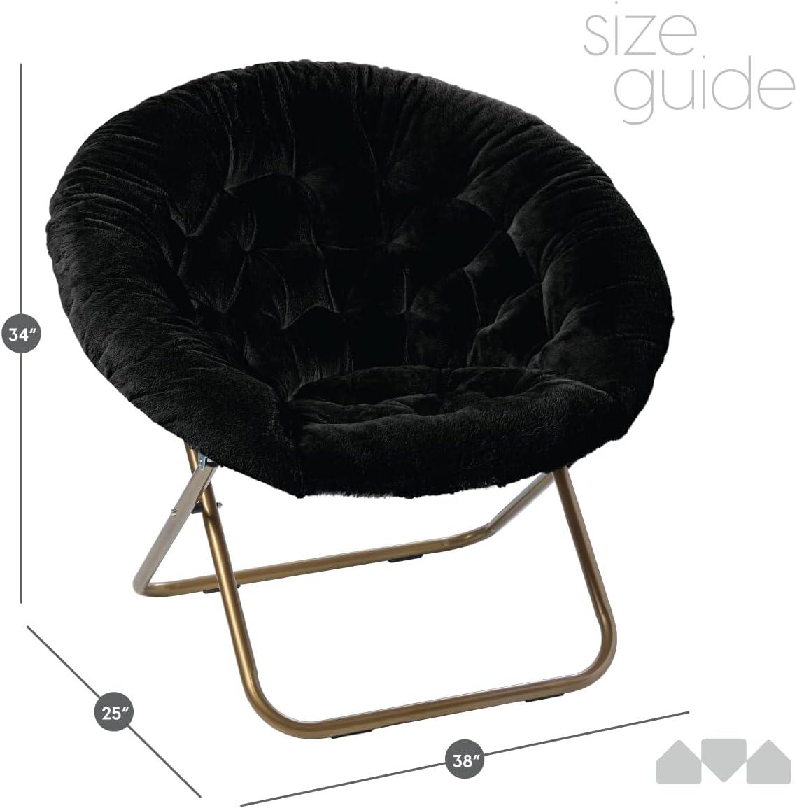 Milliard Cozy Chair/Faux Fur Saucer Chair for Bedroom/x-Large, Black