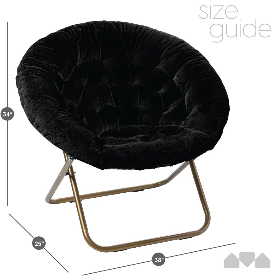 Milliard Cozy Faux Fur Saucer Chair X-Large, Black